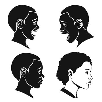 four different people's head in profile Vector