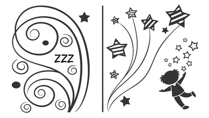 a child is running through stars and a crescent moon Vector ©  MST RABEYA  BEGUM