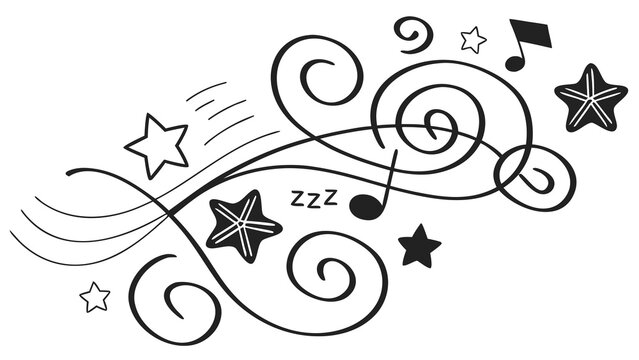 a musical swirl design with stars and notes Vector