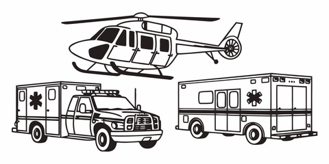 ambulance helicopter and emergency vehicles Vector ©  MST RABEYA  BEGUM
