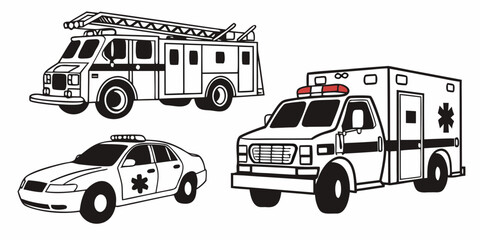 emergency vehicles including ambulance and police car Vector ©  MST RABEYA  BEGUM
