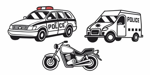 a police car and van with a motorcycle Vector ©  MST RABEYA  BEGUM