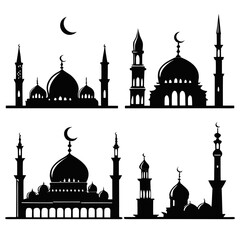 silhouette of mosque buildings with crescent moon Vector ©  MST RABEYA  BEGUM