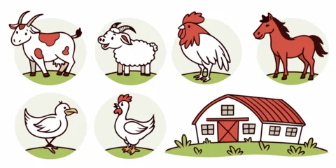 Gardinen Bauernhof a farm scene with animals and a barn Vector  ©  MST RABEYA  BEGUM