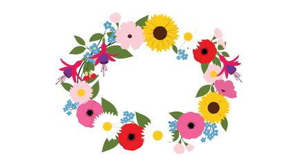 Obraz premium Colorful floral wreath with various flowers
