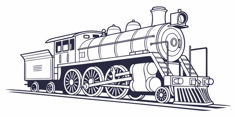 a black and white drawing of a steam locomotive engine Vector ©  MST RABEYA  BEGUM