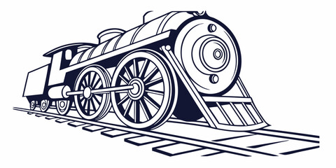 a blue steam locomotive engine on train tracks Vector ©  MST RABEYA  BEGUM