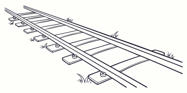 a detailed drawing of a railroad track with switches Vector