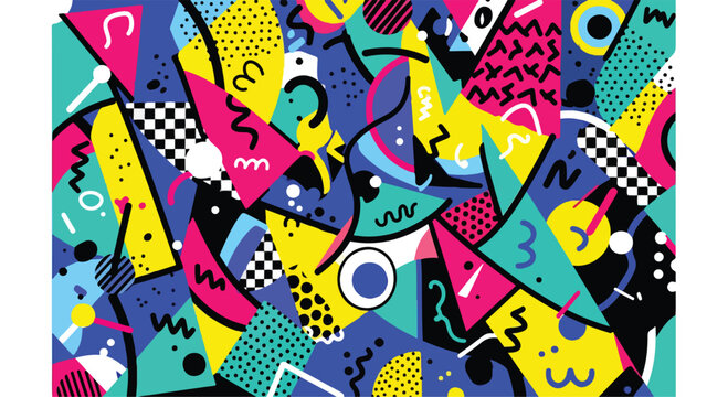 A colorful abstract composition with various shapes