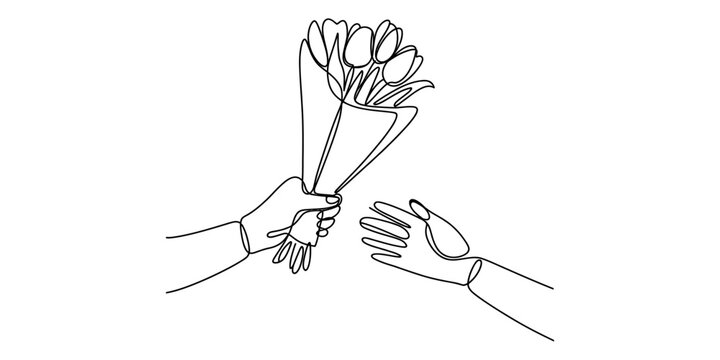Continuous single line drawing of a man holding a sign saying 50k followers to celebrate social media success and growth milestone Vector, illustration