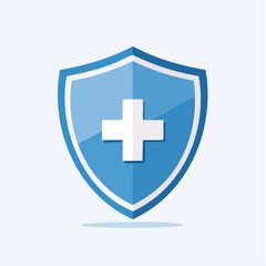 Fototapeta premium Blue Shield with White Medical Cross Icon