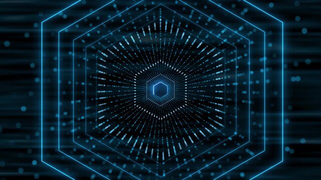 Futuristic Circular Digital Interface Design on a Blue Grid Background circular digital interface design with vibrant lights and geometric patterns grid background, technology, innovation, or cyber