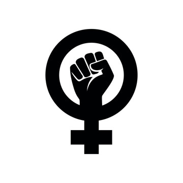 Black feminist symbol icon silhouette vector flat illustration design.