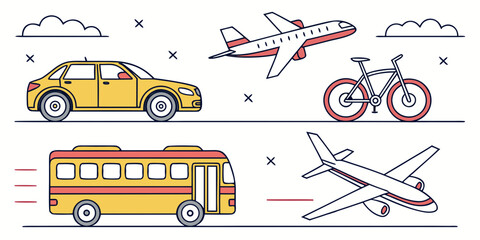 a yellow taxi cab and other vehicles on the road Vector © MST RABEYA BEGUM