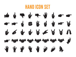 Obraz premium Hand Icon Set: A comprehensive collection of stylized hand gestures and symbols, perfect for conveying various actions, emotions, and concepts in a visually engaging format.