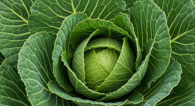 Close up of a vibrant green cabbage with textured leaves transparent background