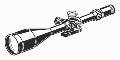 Telescopic rifle scope tactical sight with precision targeting magnification shooting equipment accessory tactical accuracy viewfinder outdoors illustration silhouette telescopic sporting © Adobe 