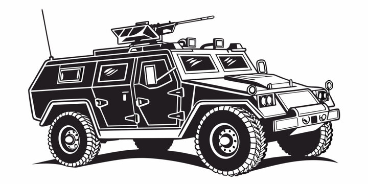 Armored military personnel carrier combat vehicle illustration with military transport tactical security protection battalion artillery reconnaissance defensive strategy operation isolated