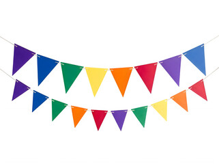 Fototapeta premium Colorful bunting flags garland for party decoration isolated on transparent background