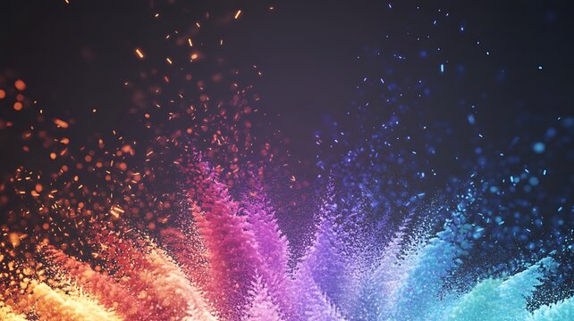 Colorful powder explosion on black background