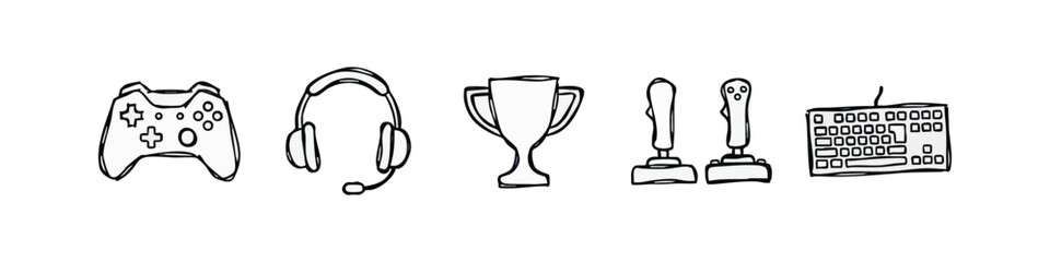 Hand drawn video game and e-sports doodle icon set © liubomir118809