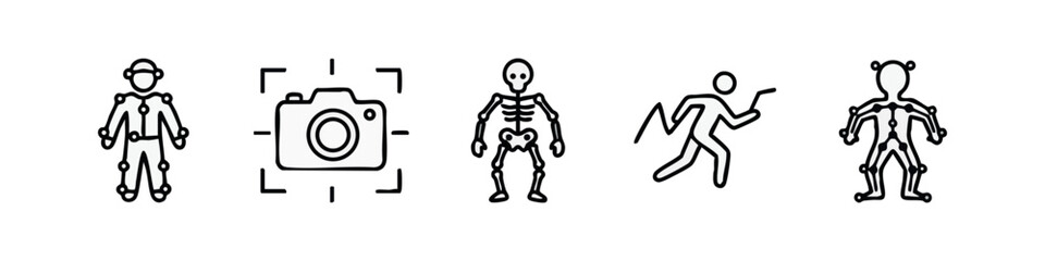 Mocap and Digital Animation Tech Minimalist Line Icon Set © liubomir118809