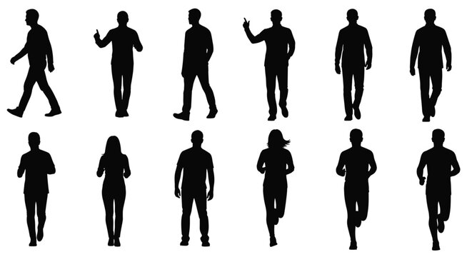 People Running Silhouettes in Motion.