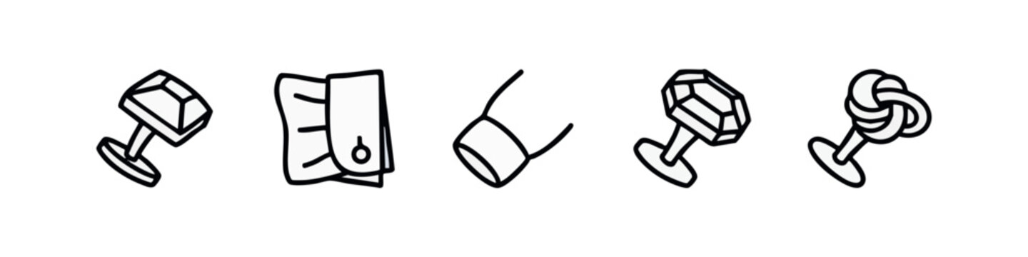 Black and white icons for cufflinks and shirt details