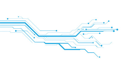 Cybernetic Circuitry: A sleek, modern graphic depicts a network of interconnected blue circuit lines, symbolizing the intricate pathways of data flow and technological advancement. © Nazrul Art24