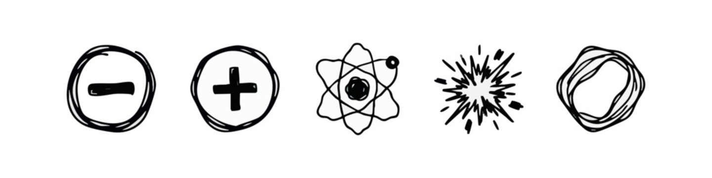 Hand Drawn Science and Math Symbols Icons Set