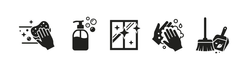 Obraz premium Cleaning and Hygiene Icon Set