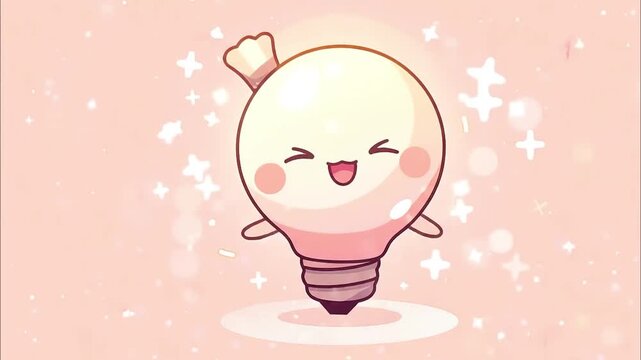 cute chibi light bulb with anti-corruption 4K Videos