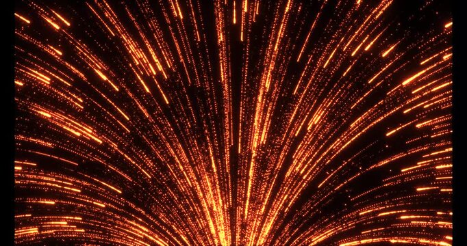 A multitude of luminous particles move rapidly along swirling trajectories, forming dynamic light streams. Dense tracks intertwine in an endless rotation, creating the effect of high-speed data transm