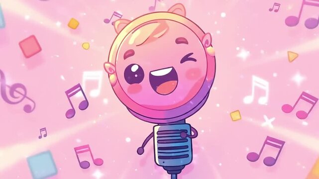 cute chibi microphone with happy face 4K Videos