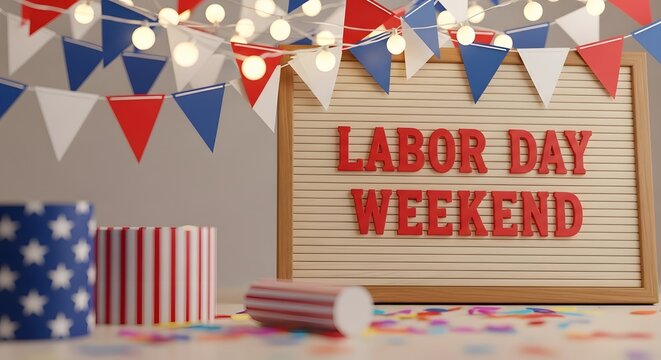 Festive labor day weekend celebration red white blue decorations for a relaxing holiday