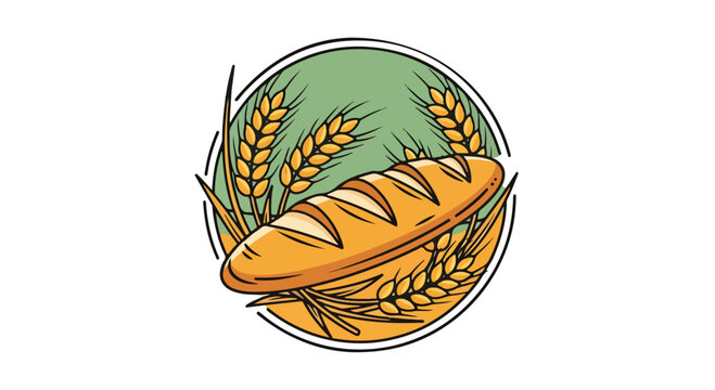 A cartoonish illustration of a loaf of bread with wheat