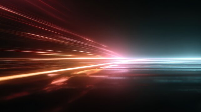 Dynamic Light Trails: Capturing the essence of speed and innovation, this image features vibrant streaks of light that converge and diverge, creating a mesmerizing visual of movement. 