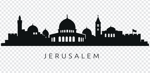 Black silhouette of jerusalem city skyline with domes and towers © MdshakiburRahman