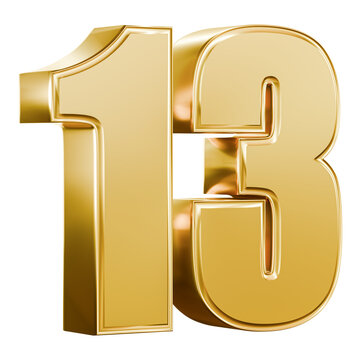 Gold 3D number 13