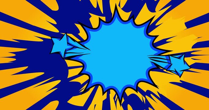 Cartoon background animation, comic book backdrop video. Retro comics pop art design.