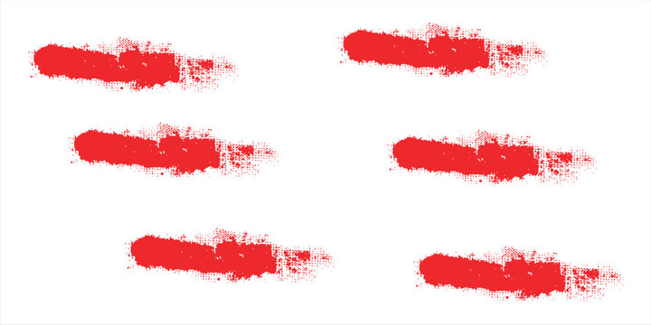 Red hand painted brush stroke vector set. Rough paint underlines and grunge divider lines with textured brush finish, artistic highlight illustration.