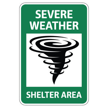 severe weather shelter area sign with tornado graphic high quality