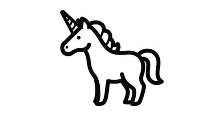 Fototapeta premium A simple black outline depicts a majestic unicorn standing gracefully silhouette