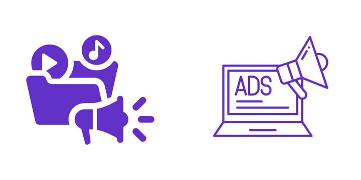 Ad blocker and music streaming app icons isolated on transparent background