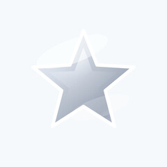 Obraz premium Glossy Silver Star Icon with White Border: 3D Metallic Star Symbol for Rating, Award, and Luxury Web Interface Design Elements