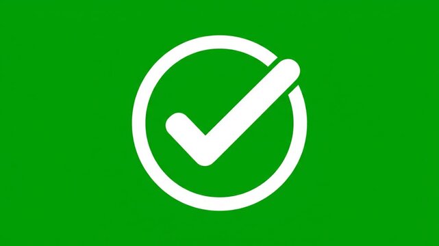Green background with white checkmark icon in circle symbolizing confirmation