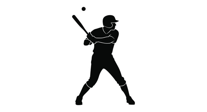 A baseball player swings for the ball in a striking black silhouette