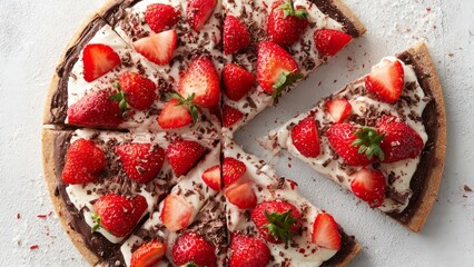 Chocolate pizza with strawberries. It's one of the most popular sweet pizzas in Brazil.