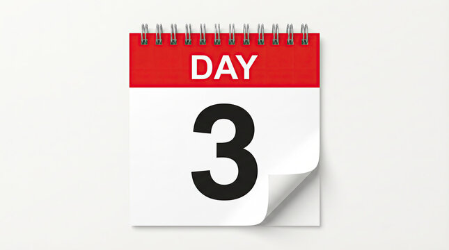 A calendar page shows day three on a desk