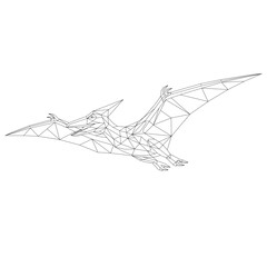 Geometric pterodactyl low poly vector in minimalist style. Flying polygon dinosaur with wings and flat design. Suitable for branding, icons and modern design projects © Julia